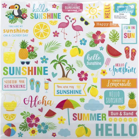 Little Birdie Cardstock Pack 12"X12" 12/Pkg-Sunshine & Lemonade {3}