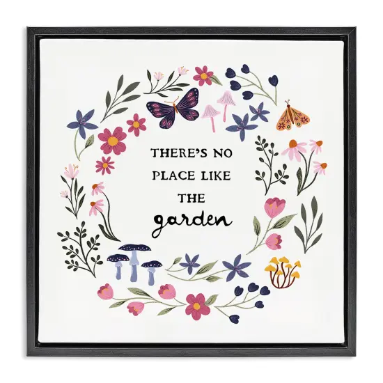 Stupell Industries No Place Like Garden Wreath Framed Floater Canvas Wall Art Design by JJ Design House LLC {1}