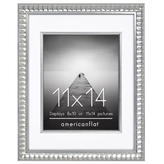 Americanflat 11x14 Picture Frame with Decorative Inner Mat Accent - Use as 8x10 with Mat or 11x14 without the Mat - Statement Frame with Shatter-Resistant Glass {1}
