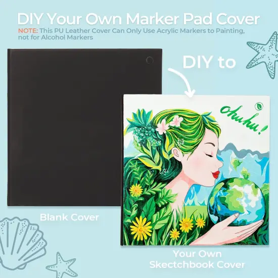 Double Sided Marker Pads Art Sketchbook Bleedproof - 8.3x8.3 Square Art Sketch Book Drawing Papers 60 Sheets/120 Pages 90LB/150GSM Hardcover Sketching Books for Alcohol Marker Painting Coloring {2}