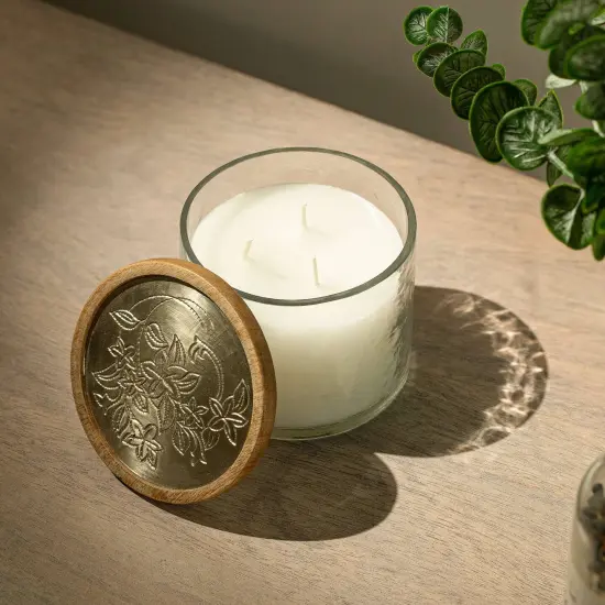 Lavender Vanilla Glass Jar Wax Candle (3 Wick) - Premium Candle for Home and Kitchen {4}