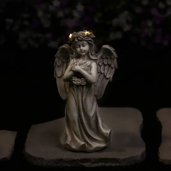 Northlight LED Lighted Standing Cherub Angel Statue - 12" Beige {4}