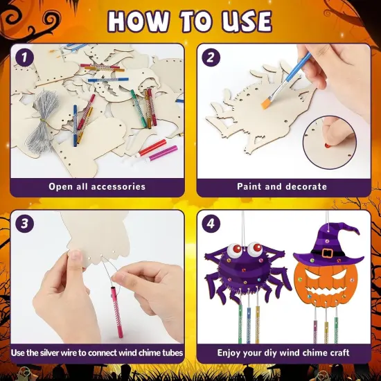 16 Pack Halloween Wind Chime Kits Crafts for Kids {3}