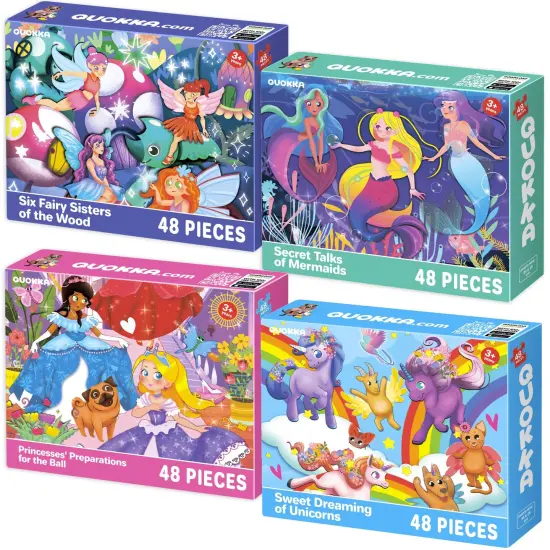 4x48 Puzzlesfor Kids | Mermaid, Princesses, Unicorns {1}