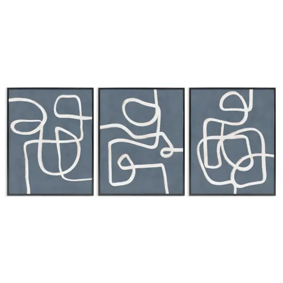 Stupell Industries Squiggles on Grey 3pc Framed Giclee Wall Art Set Design by Nina Blue {1}