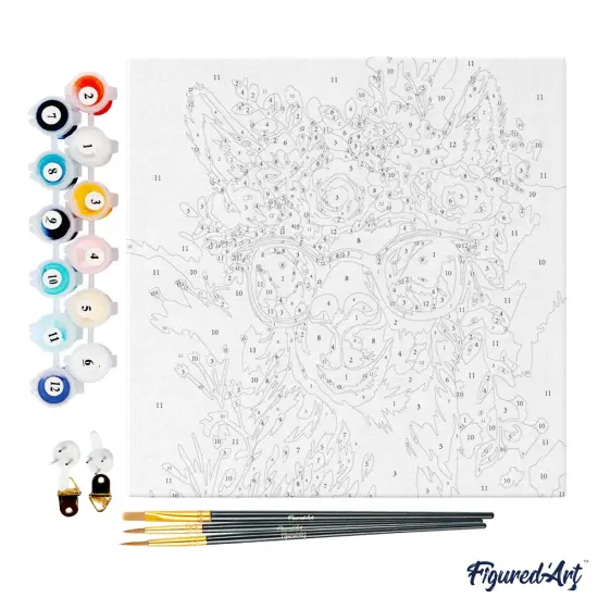 Figured'Art Mini Paint by Numbers Kit for Adults with Frame Fantasy llama and flowers Small format 8"x8" - Craft Art Painting DIY Canvas Already Stretched on a Wooden Frame {4}