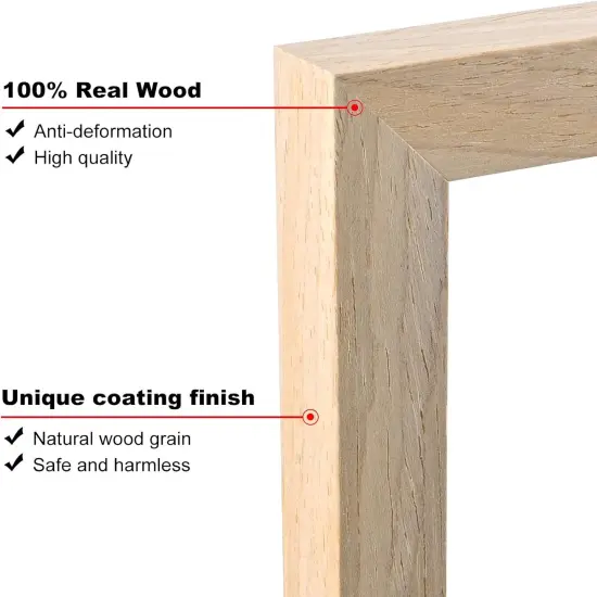 8x8 Picture Frame, Natural Square Solid Wood Frames for Pictures 4x4 and 6x6 with Mat or 8x8 without Mat, Wall and Tabletop Display Photo Frames Natural Wood 4 Pack {2}