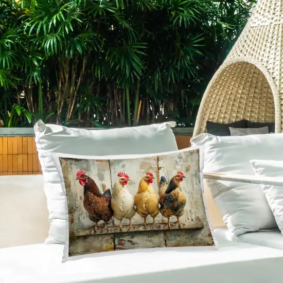 Stupell Industries Chickens In A Row Outdoor Printed Throw Pillow Design by LSR Design Studio, 14 x 7 x 20 {2}