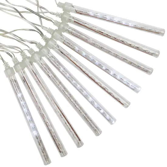 Northlight LED Dripping Icicle Christmas Tube Lights- White - 14.25' Clear Wire - 10ct {5}