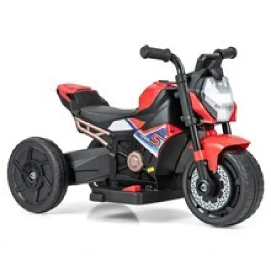 Plastic 6V Kids Ride-on Motorcycle with Battery Power and Detachable Training Wheels Blue {9}