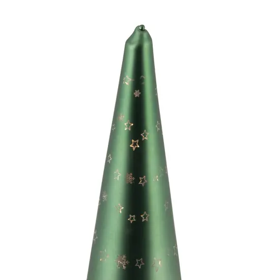 Northlight LED Lighted Snowy Forest Glass Christmas Cone Tree Decoration- 11.5" Green {6}