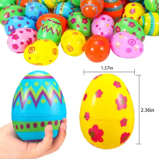 36PCS Plastic Easter Eggs Bulk, Fillable Painted Easter Egg Decoration, Easter Basket Stuffer for Easter Egg Hunt, Classroom Prize Supplies, Filling Treats and Party Favor {2}