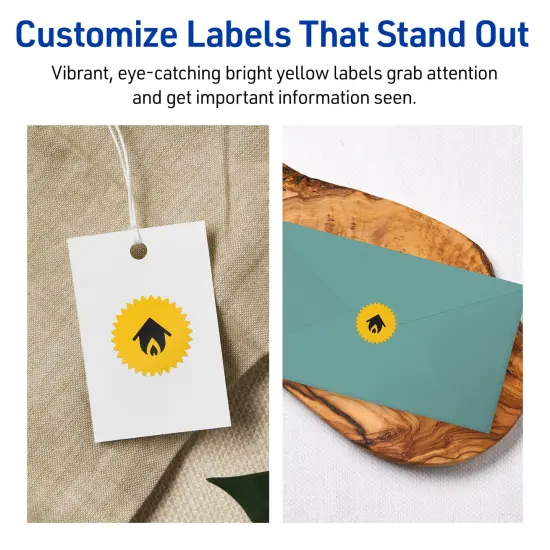 Avery Bright Yellow Paper Labels, 1" Starburst {3}