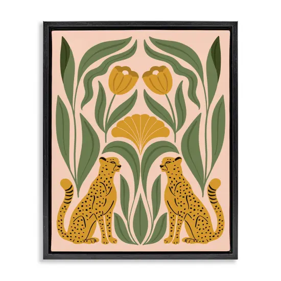 Stupell Industries Boho Chic Mirrored Leopards Framed Floater Canvas Wall Art Design by Hey Bre! Creative Studio {1}