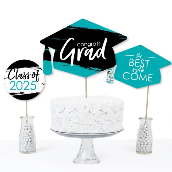 Big Dot of Happiness Teal 2025 Graduation Party Centerpiece Sticks - Table Toppers - Set of 15 {6}