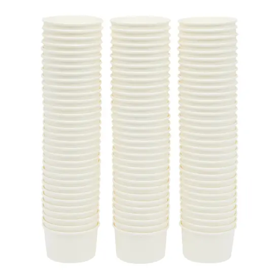 100 Pack Disposable Paper Ice Cream Cups, Dessert Bowls for Sundae Bar, Frozen Yogurt (White, 8 oz) {6}