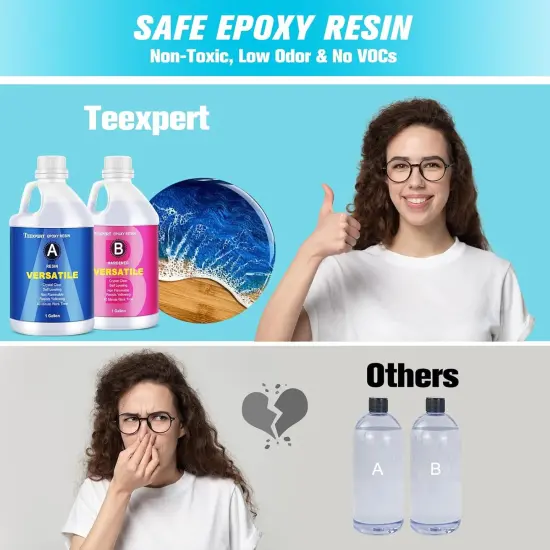 Teexpert Epoxy Resin Crystal Clear: 2 Gallon Epoxy Resin Kit Casting Resin Non Toxic High Gloss for Casting Coating Art DIY Craft Jewelry Wood Table - 2 Part(1gallon Resin and 1gallon Hardener) {3}