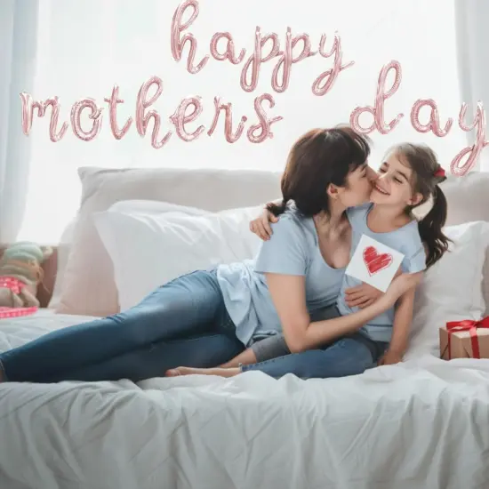 Happy Mother’s Day Letter Balloons Kit Script Letter Balloon Decorations 18” Letter Foil Balloon Set Happy Mother's Day Best Mom Balloon Set Heart Shape Crown Set Decoration for Mother's Day Family {3}