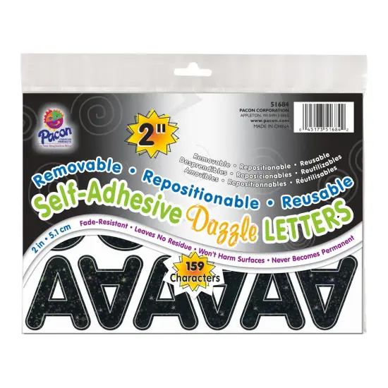 Self-Adhesive Letters, Black Dazzle, Puffy Font, 2", 159 Characters {1}