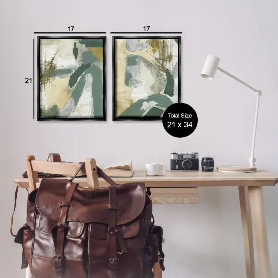 Stupell Industries Rustic Abstraction in Neutrals 2pc Floater Framed Canvas Wall Art Set Design by Vanna Lam {3}