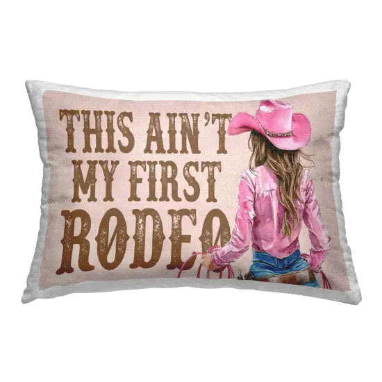 Stupell Industries Ain't My First Rodeo Girl Outdoor Printed Throw Pillow Design by Lettered and Lined, 14 x 7 x 20 {1}