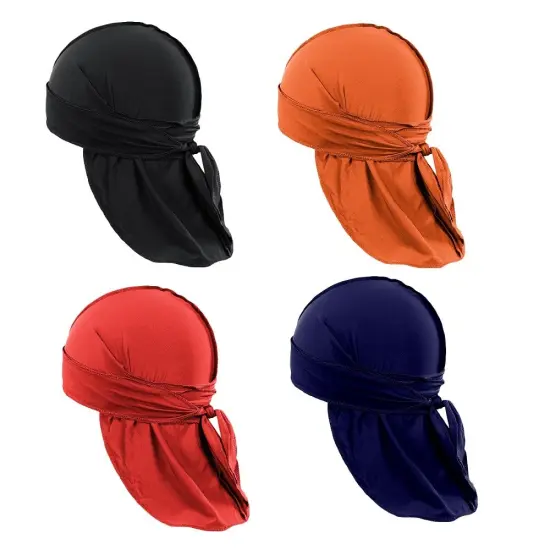 6 Pack Men's Durag Headwrap Waves Headscarf Bandana Doo Rag Long Tail {4}
