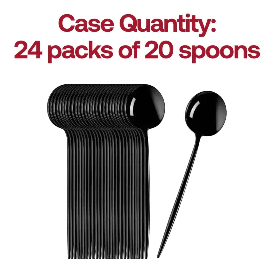 Solid Black Moderno Disposable Plastic Dinner Spoons (480 Spoons) {5}