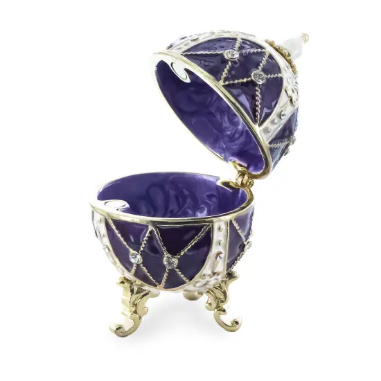 Trellis on Purple Enamel Royal Inspired Easter Egg 2.75 Inches {3}