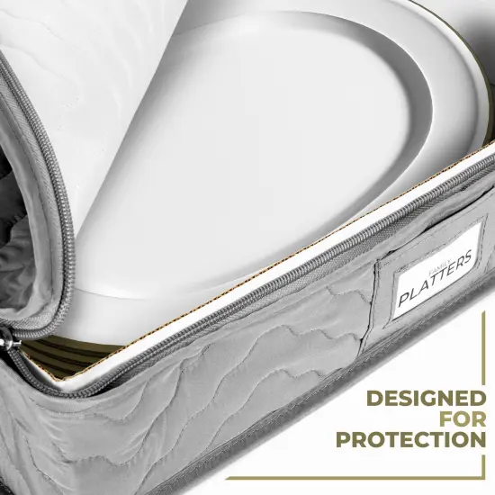 Sorbus China Platter Storage Containers - Serving Platter Storage Containers with Handles & Felt Dividers for Packing Dishes Gray {4}