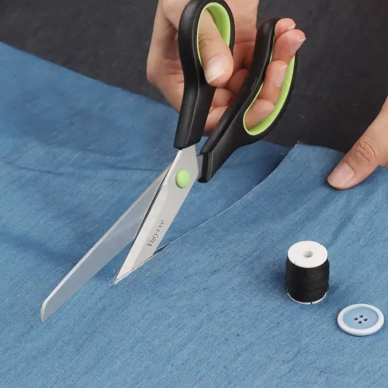 Scissors, Stainless Steel Blades Soft Grip for Home, School, Office. Black and Green, 4 {2}