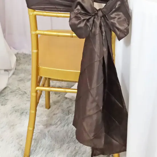 10 Pieces Refined 9.5 by 108 inch Pintuck Taffeta Chair Sashes Chocolate {5}