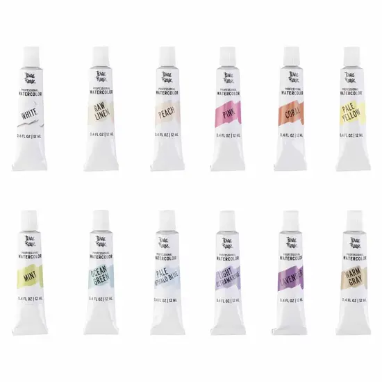 Brea Reese: Professional Watercolor Paint Set - Pastels - 12 Tubes - Soft Muted Hues, Matte Finish, Acid-Free & Non-Toxic, Adult Art Supplies {4}
