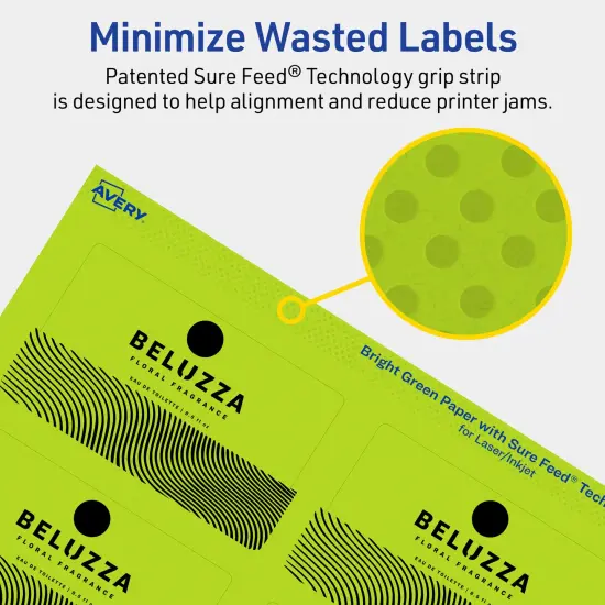 Avery Bright Green Paper Labels, 2" x 3.5" Rectangle {4}