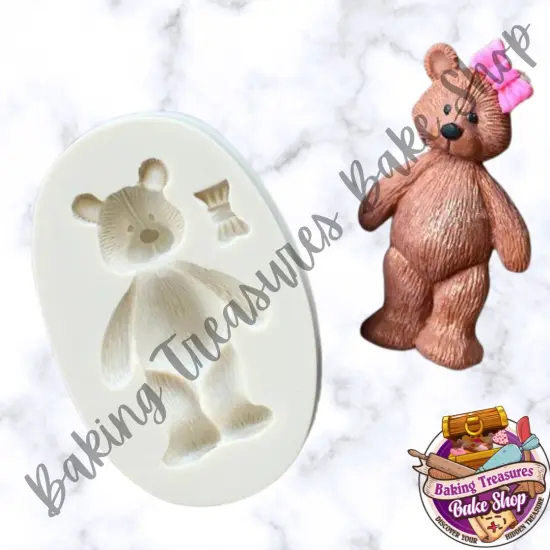 Teddy Bear With Bow Silicone Mold {3}
