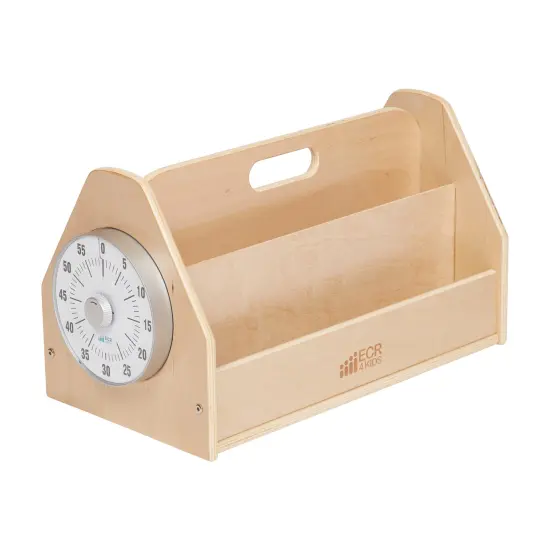Double-Sided Book Caddy with Countdown Timer, Portable Library White Wash {7}
