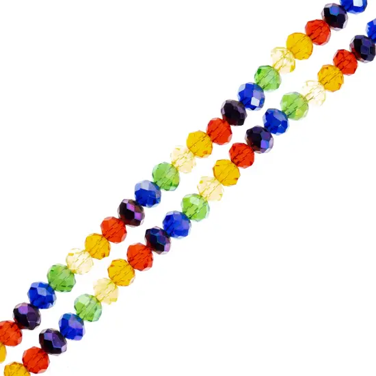 Crystal Lane DIY 7" Designer Glass Bead Multiple Strands Transparent Rainbow {1}