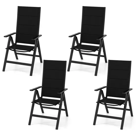 Costway 1/2/4 PCS Patio Folding Chair Outdoor Chairs with Padded Seat, Adjustable Backrest Black {9}
