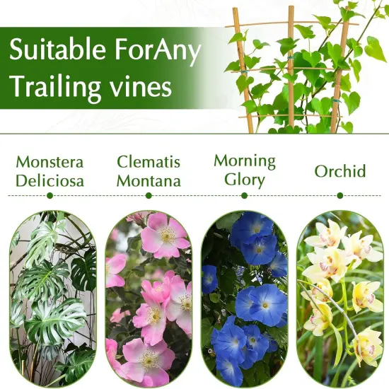 24pack 16 Inch Small Plant Wood Bamboo Trellis for Climbing Plants Indoor Potted Plants {4}