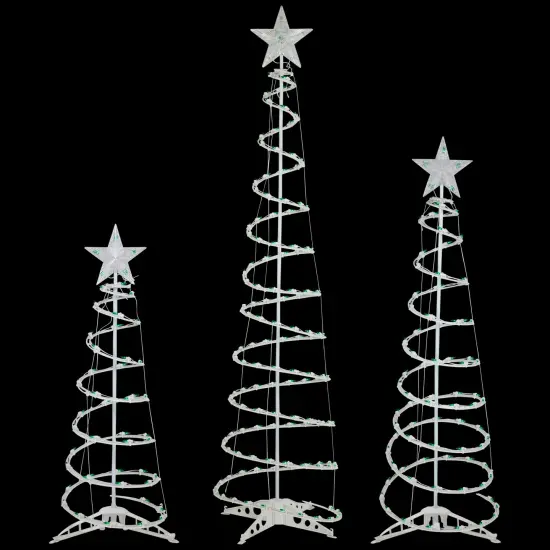 Northlight Set of 3 Green Lighted Spiral Christmas Trees, 3', 4', and 6' {4}