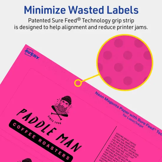 Avery Neon Magenta Paper Labels, 3" x 7" Rectangle {4}