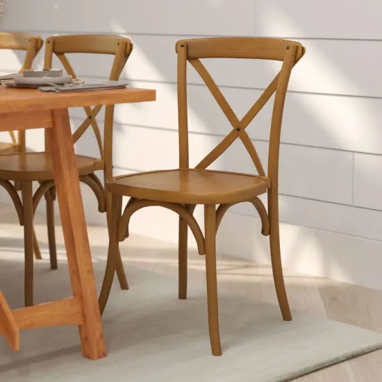Merrick Lane Davisburg Stackable Wooden Cross Back Bistro Dining Chair Pecan {1}