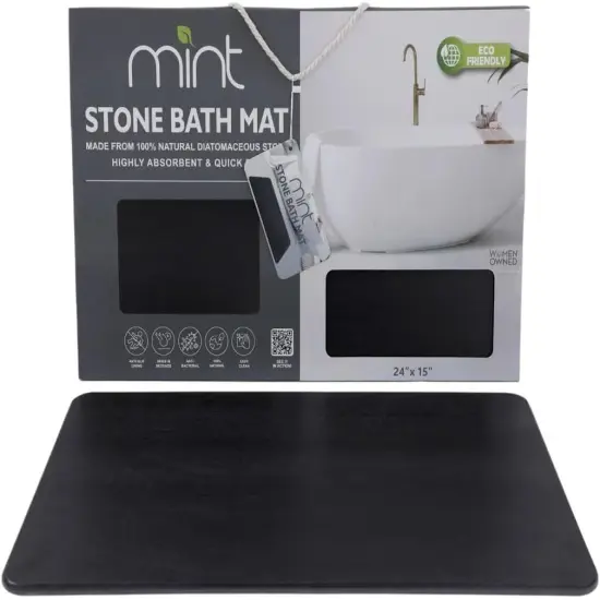 24'' x 15'' Diatomaceous Quick-Drying Stone Bath Mat Gray {2}