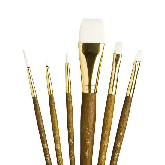 Princeton Real Value White Taklon Short Handle Brush Set-6/Pkg {3}