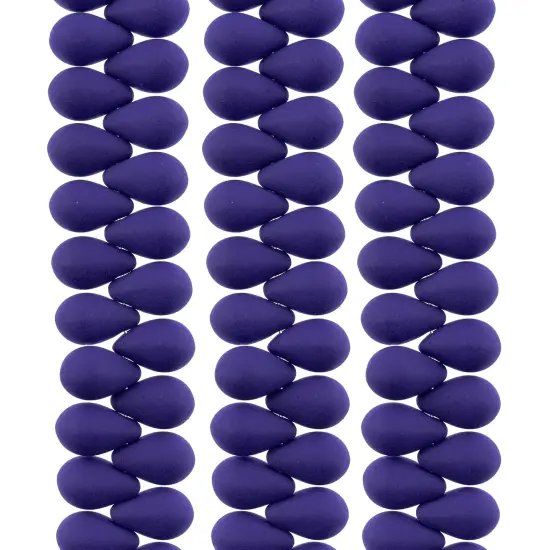 John Bead 114pcs 6x9mm Czech Glass White Alabaster Velvet Drop Bead Strands Blue {1}