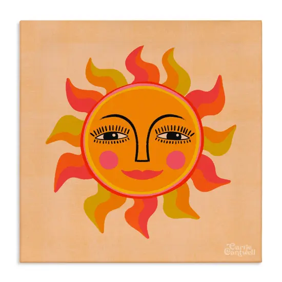 Stupell Industries Retro Boho Sun Canvas Wall Art Design by Carrie Cantwell {1}