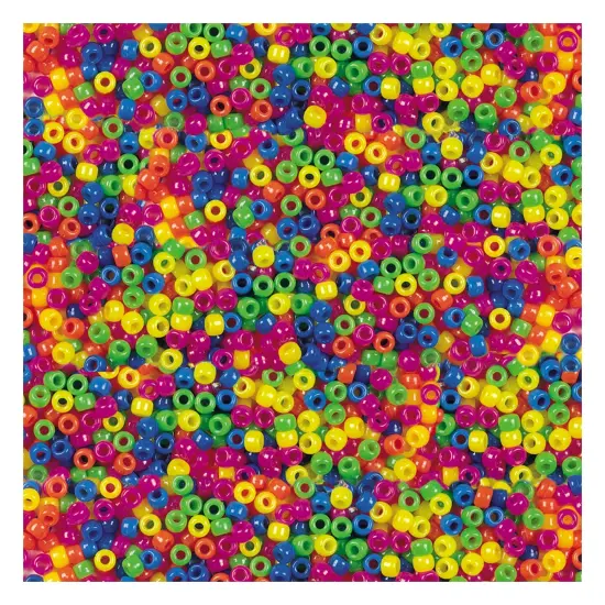 Pony Beads, Assorted Neon, 6 mm x 9 mm, 1000 Pieces {1}