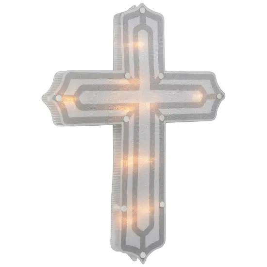 Northlight Lighted Cross Easter Window Decoration - 14" White {5}