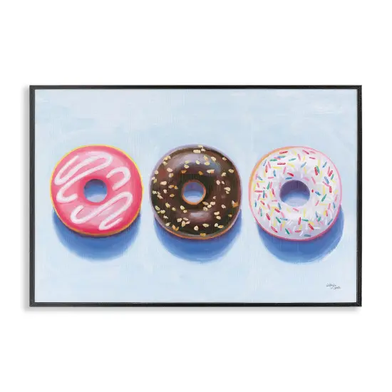 Stupell Industries Three Doughnuts Trio Framed Giclee Wall Art Design by Wild Apple {1}