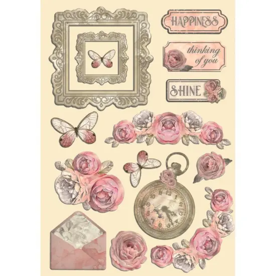 Stamperia Colored Wooden Shapes A5-Shabby Rose {3}