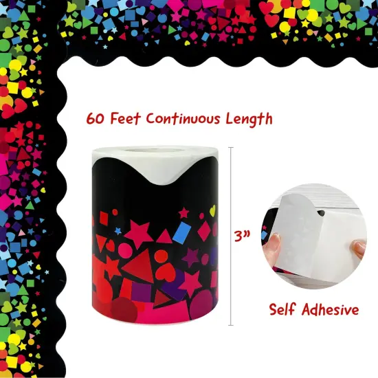 Wrapables 60 Feet Bulletin Board Borders, Adhesive Decorative Trim Stickers, Shapes {2}